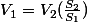 V_{1} = V_{2} (\frac{S_{2} }{S_{1}})